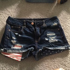 American Eagle Outfitters Flag Distressed Shorts